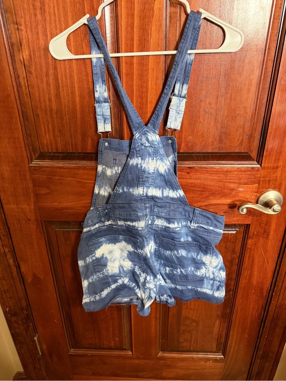 Justice Blue Tie-Dye Denim Short Overalls